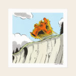 On Fire Jumping Off A Cliff | Burny Wild's 10 x 10" Art Print