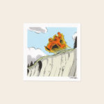 On Fire Jumping Off A Cliff | Burny Wild's 5 x 5" Art Print