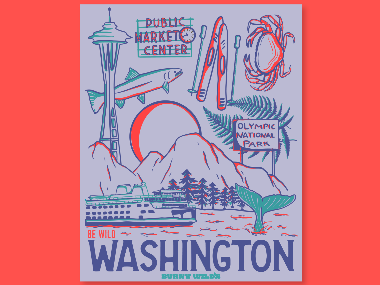 Washington State Poster Digital Download Burny Wild's